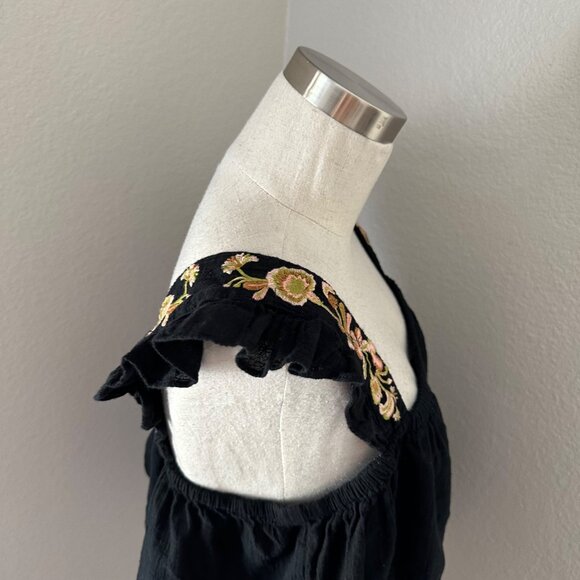 Madewell Swing Blouse Elasticized Square Neck Floral Embroidered Ruffle Straps 2 - Picture 7 of 9